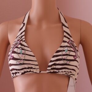 Ondademar Beaded Zebra Animal Print Bikini